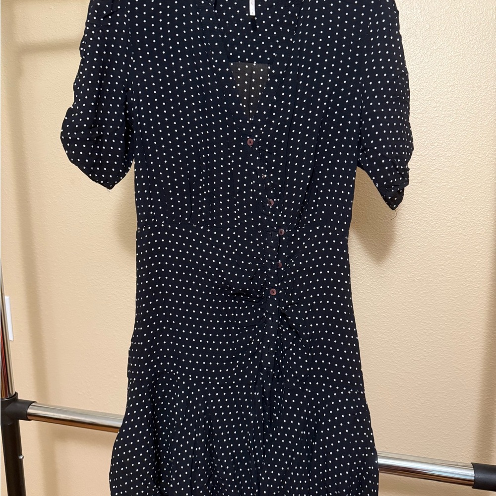 Free People Black and White Polka Dot Midi Dress
